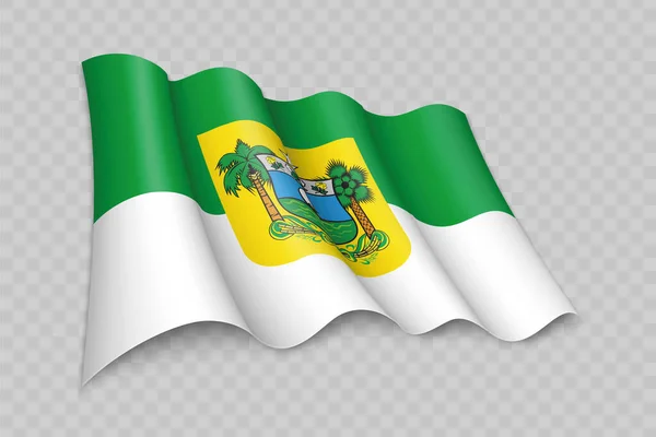 グランデ ノルテの3D現実的な手を振る旗は 透明な背景にブラジルの状態です — ストックベクタ