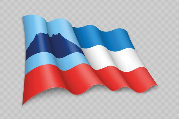 3D现实挥动沙巴旗是马来西亚的一个国家 背景透明 — 图库矢量图片
