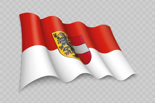 Realistické Mávání Vlajka Salcburku Stát Rakousko Průhledném Pozadí — Stockový vektor