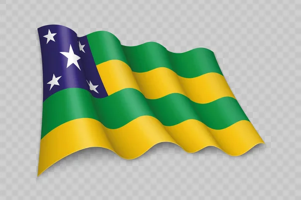 Realisztikus Integetés Zászló Sergipe Egy Állam Brazília Átlátható Háttér — Stock Vector