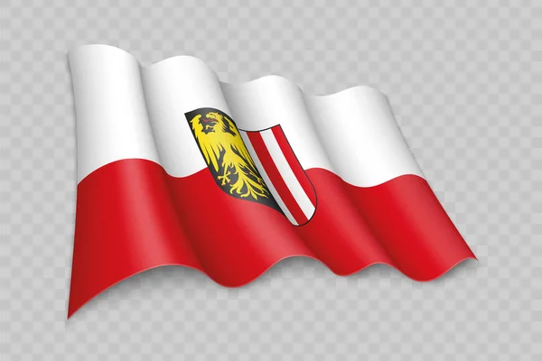 3D現実的な上オーストリアの旗は 透明な背景のオーストリアの状態です — ストックベクタ