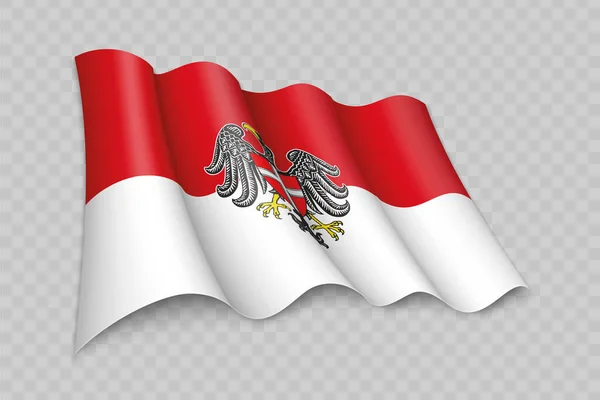 Realistické Mávání Vlajka Vídně Stát Rakousko Průhledném Pozadí — Stockový vektor