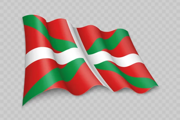 Realisztikus Integetés Zászló Baszkföld Egy Régió Spanyolország Átlátszó Háttér — Stock Vector