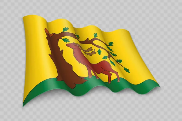 バークシャーの3D現実的な手の動きバークシャーの旗は透明な背景のイングランドの郡です — ストックベクタ