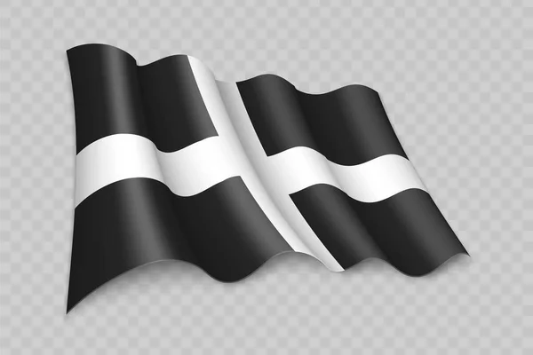 Realist Waving Flag Cornwall Англійський Графство Прозорому Тлі — стоковий вектор