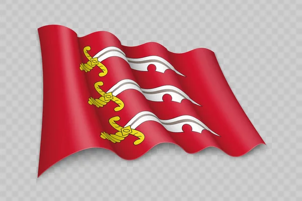 Realista Ondeando Bandera Essex Condado Inglaterra Sobre Fondo Transparente — Archivo Imágenes Vectoriales