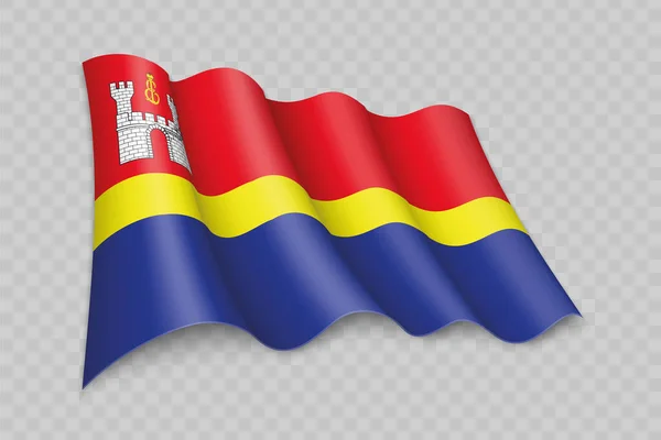 Realistisk Viftande Flagga Kaliningrad Oblast Region Ryssland Transparent Bakgrund — Stock vektor