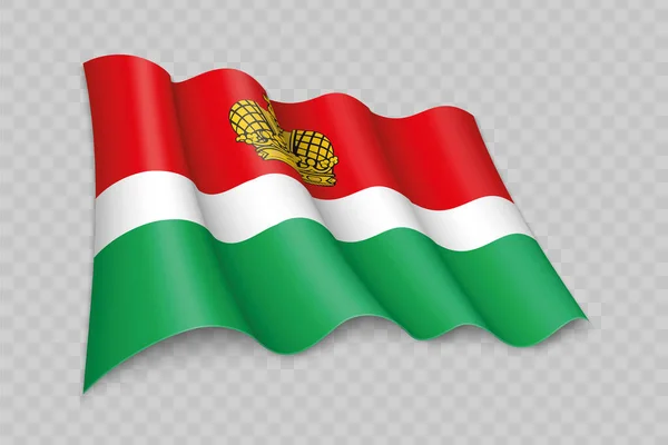 Realisztikus Integetés Zászló Kaluga Oblast Egy Régió Oroszország Átlátható Háttérrel — Stock Vector