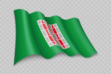 3D Gerçekçi Umbria bayrağı sallama İtalya 'nın şeffaf arkaplan üzerinde bir bölgesidir.