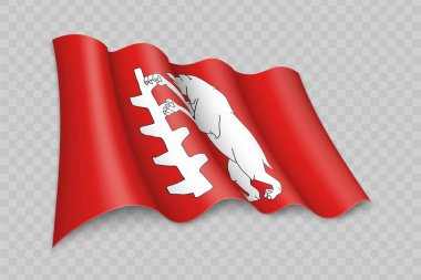 3D Gerçekçi Dalgalanan Warwickshire bayrağı, şeffaf arkaplan üzerinde İngiltere 'nin bir ilçesidir.