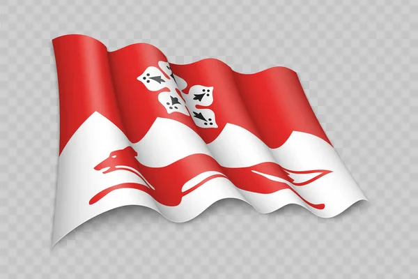 Realistic Sventolando Bandiera Del Leicestershire Una Contea Inghilterra Sfondo Trasparente — Vettoriale Stock
