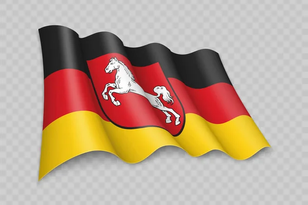 Reális Integetés Zászló Alsó Szászország Egy Állam Németország Átlátszó Háttér — Stock Vector