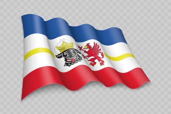Ρεαλιστική Κυματίζει Σημαία Του Μεκλεμβούργου Vorpommern Είναι Μια Κατάσταση Της — Διανυσματικό Αρχείο
