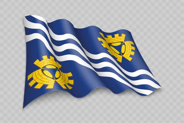 Realistyczna Flaga Merseyside Hrabstwo Anglii Przejrzystym Tle — Wektor stockowy