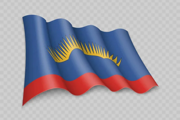 3D現実的な手を振るムルマンスク州の旗は 透明な背景にロシアの地域です — ストックベクタ