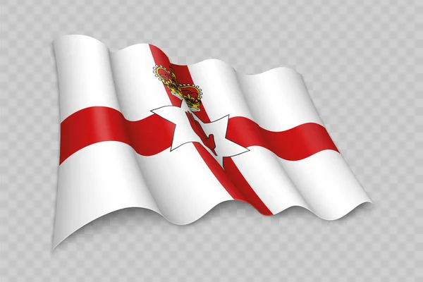Realist Waving Flag Northern Ireland Регіоном Сполученого Королівства Прозорому Тлі — стоковий вектор