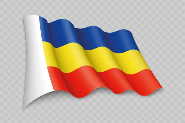 Realistic Waving Flag Rostov Oblast Region Russia Transparent Background — Stock Vector