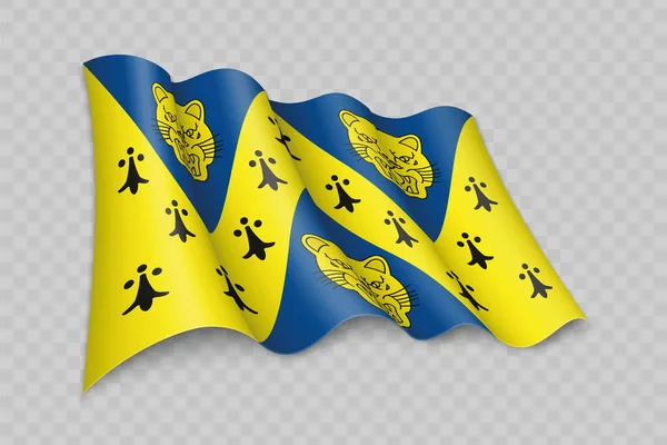 Realistische Wehende Flagge Von Shropshire Ist Eine Grafschaft Von England — Stockvektor
