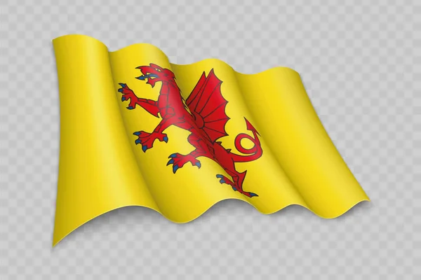 Realistic Sventolando Bandiera Del Somerset Una Contea Inghilterra Sfondo Trasparente — Vettoriale Stock