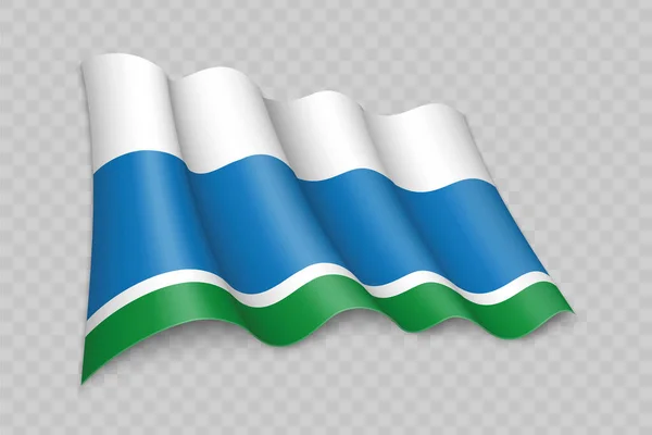 Realistyczna Flaga Obwodu Swierdłowskiego Region Rosji Przejrzystym Tle — Wektor stockowy