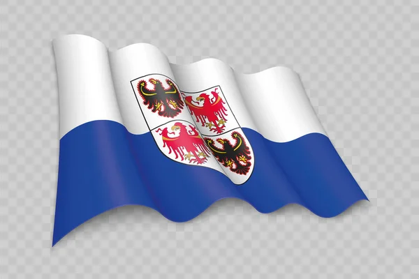 Realistinen Heiluttaen Lippu Trentino Etelä Tiroli Alue Italiassa Läpinäkyvä Tausta — vektorikuva
