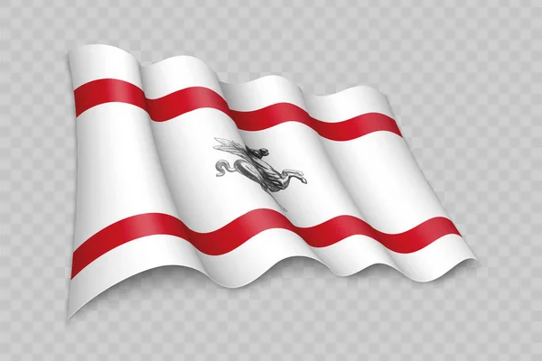 Realist Waving Flag Tuscany Регіон Італії Прозорому Тлі — стоковий вектор