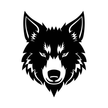 Kurt başlı siyah ve beyaz vektör ikonu. Logo, amblem veya rozet tasarımı için şablon