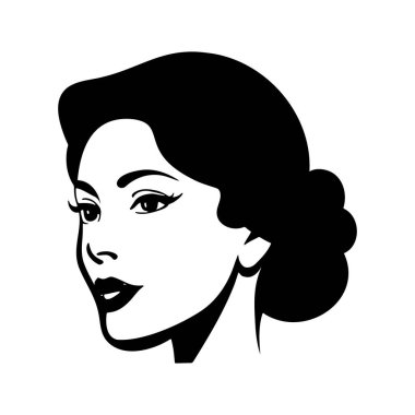 Kadın baş silueti, güzel yüz ve saçlar Moda ikonu