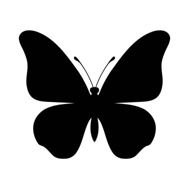 Kelebek silueti. Beyaz arkaplanda tek renkli vektör çizimi.