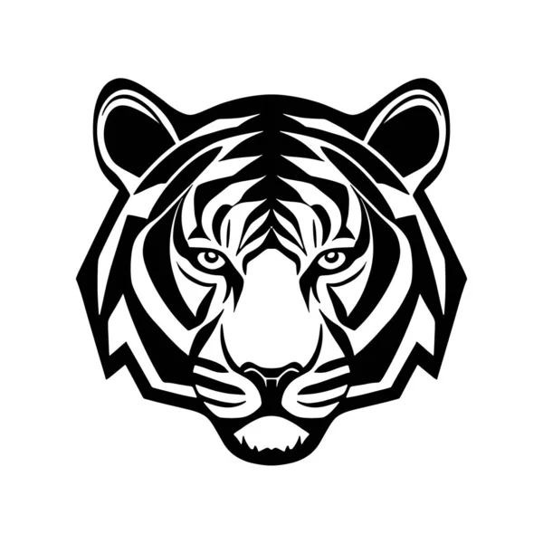 Черно Белый Векторный Значок Головы Тигра Шаблон Логотипа Эмблемы Значка — стоковый вектор