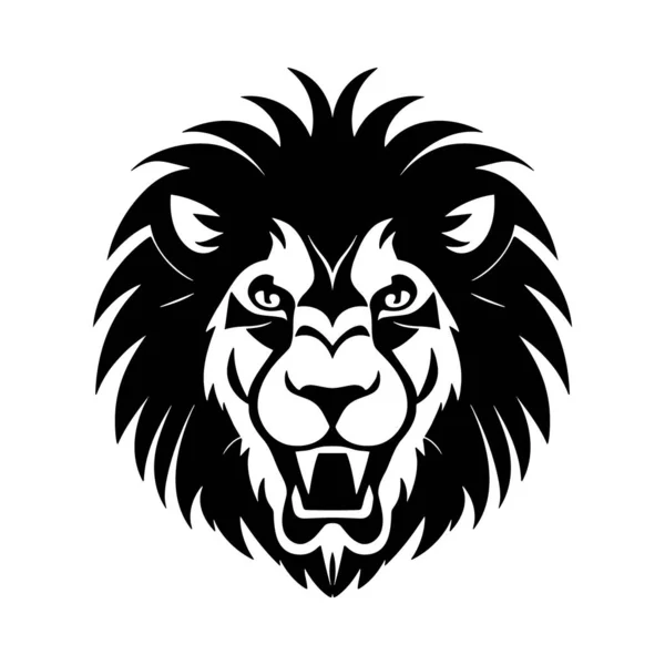 stock vector Lion head black and white vector icon. Template for logo, emblem or badge design