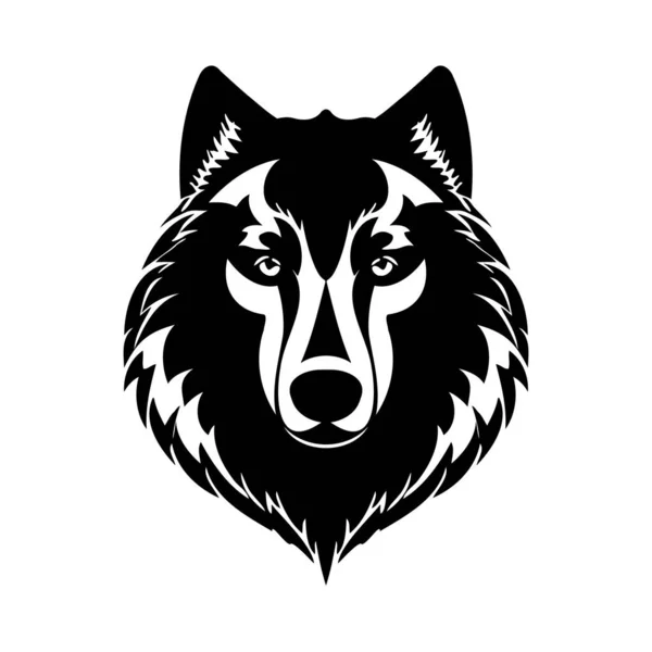 stock vector Wolf head black and white vector icon. Template for logo, emblem or badge design