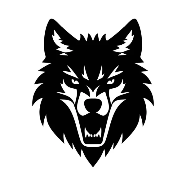 Kepala Serigala Ikon Vektor Hitam Dan Putih Templat Untuk Logo - Stok Vektor