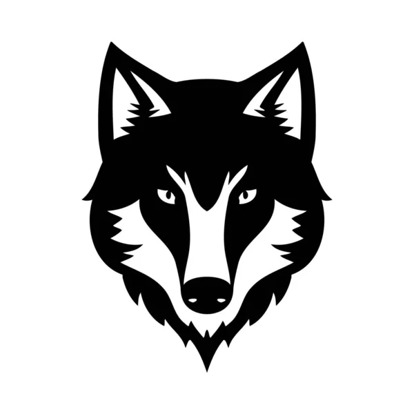 Вовк Голова Чорно Білий Вектор Значок Шаблон Логотипу Емблеми Або — стоковий вектор