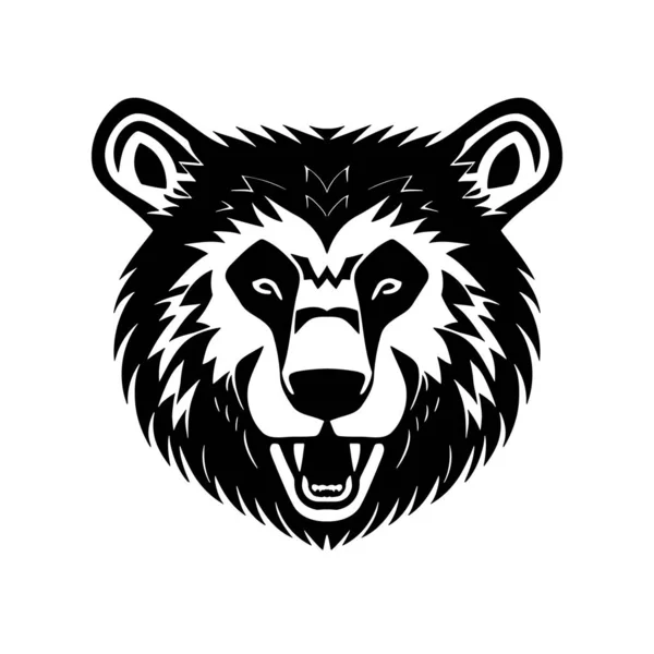 Bear Head Black White Vector Icon Template Logo Emblem Badge — Stock Vector