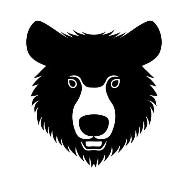 Медвежья Голова Черно Белая Векторная Икона Шаблон Логотипа Эмблемы Значка — стоковый вектор
