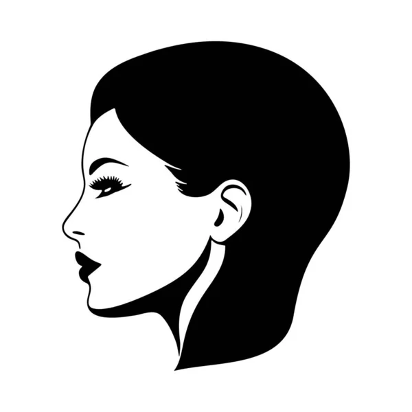 Woman Head Silhoutte Beautiful Face Hair Fashion Icon — Stock Vector