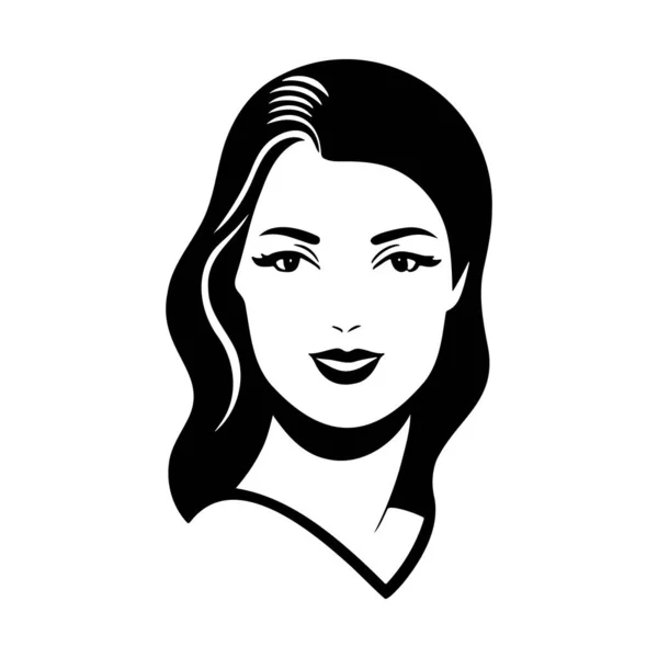 女人头低垂 漂亮的脸蛋和头发时尚的象征 — 图库矢量图片