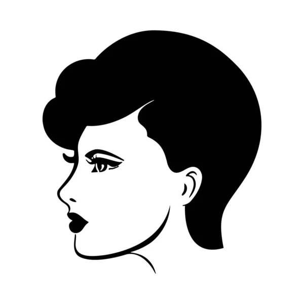 Frau Kopf Silhoutte Schönes Gesicht Und Haare Mode Ikone — Stockvektor