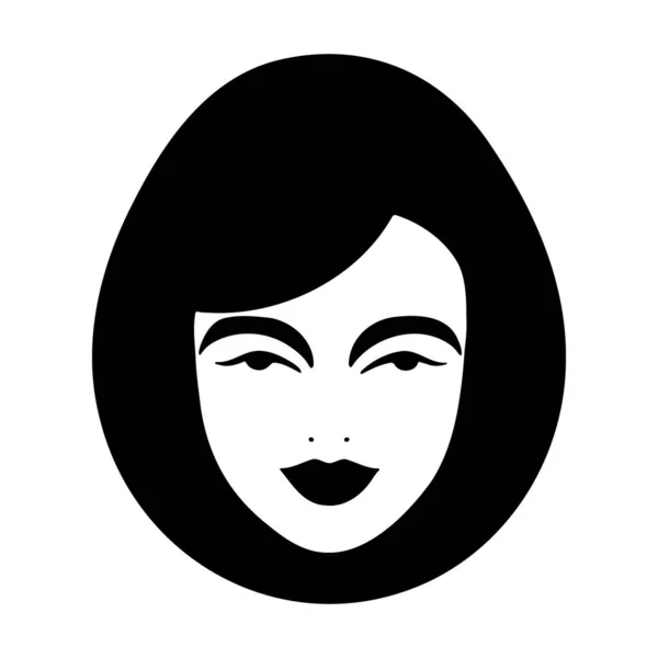 Türbanlı Kadın Baş Silueti Güzel Yüz Saçlar Moda Ikonu — Stok Vektör