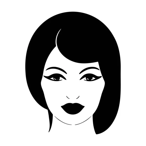 Tête Femme Silhoutte Beau Visage Cheveux Icône Mode — Image vectorielle