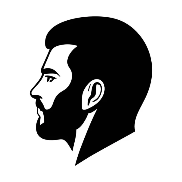 Mann Kopf Silhoutte Schönes Gesicht Mit Bart Mode Ikone — Stockvektor