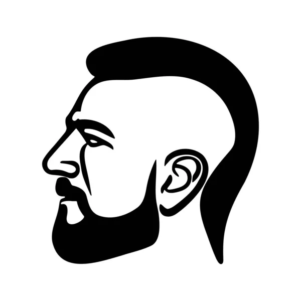 Mann Kopf Silhoutte Schönes Gesicht Mit Bart Mode Ikone — Stockvektor