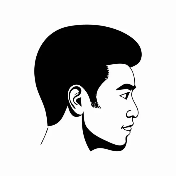 Asian Man Head Silhoutte Beautiful Face Fashion Icon — Stock Vector