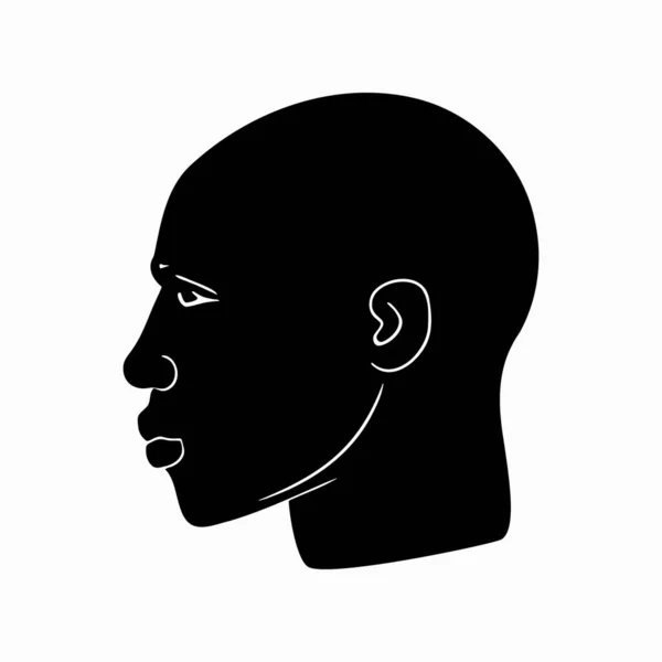 Hombre Africano Cabeza Silhoutte Hermoso Icono Moda Cara — Vector de stock