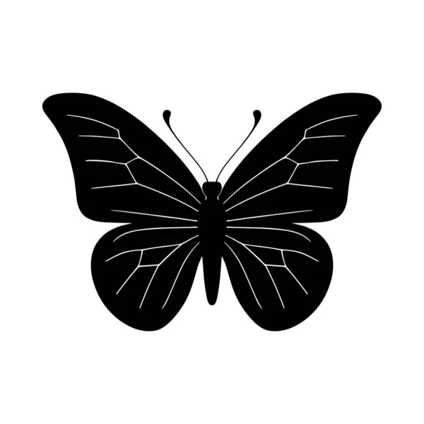 Pillangó Sziluettje Monokróm Vektor Illusztráció Fehér Alapon — Stock Vector