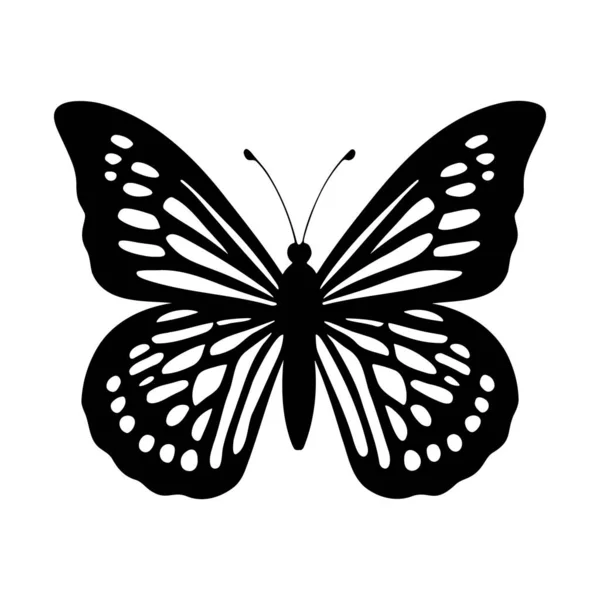 stock vector Silhouette of butterfly. Monochrome vector illustration on white background.