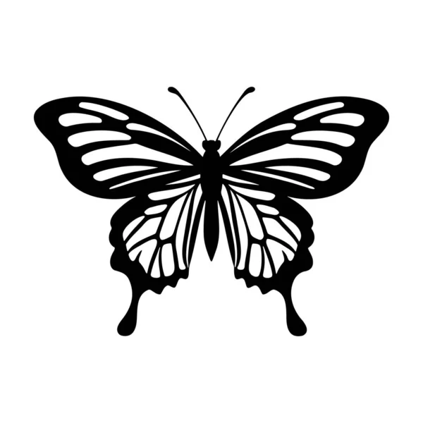 Silhouette Eines Schmetterlings Monochrome Vektordarstellung Auf Weißem Hintergrund — Stockvektor