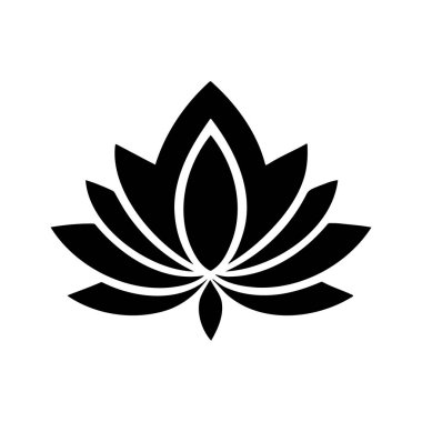 Beyaz arkaplan ve vektör simgesinde gül silueti logosu izole edildi