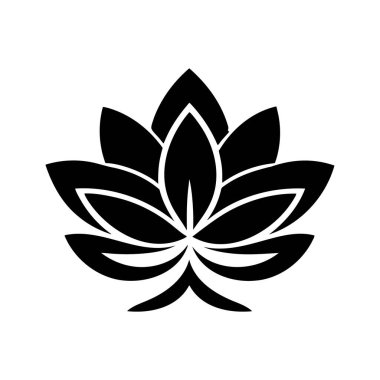 Beyaz arkaplan ve vektör simgesinde gül silueti logosu izole edildi